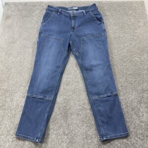 Carhartt Blue Denim Carpenter Pants Workwear Utility Pocket Straight Leg Size 12